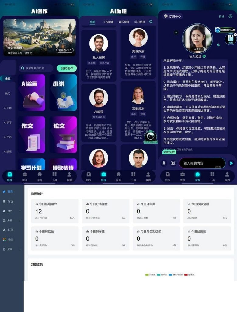 在线AI助手系统源码,AI聊天与智能写作机器人与智能编程机器人,灵犀,文心一言等一网扫尽各种知名AI接口-爱格资源网